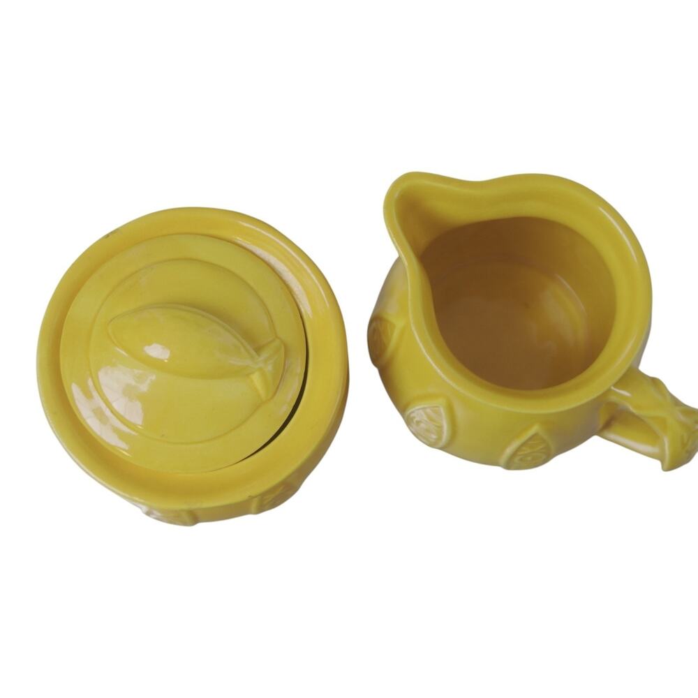 Federalist Buttercup Yellow Fish Creamer Sugar Bowl Vintage Set - Picture 4 of 12